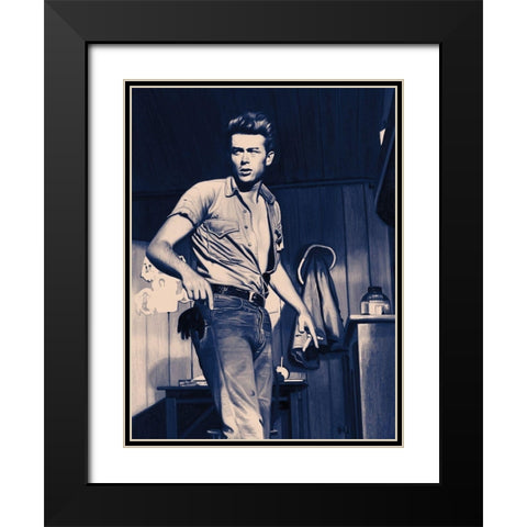 James Dean Blue Poster Black Modern Wood Framed Art Print with Double Matting by Urban Road