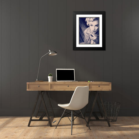 Marilyn Blue Poster Black Modern Wood Framed Art Print with Double Matting by Urban Road