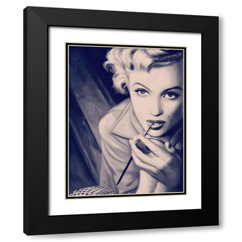 Marilyn Blue Poster Black Modern Wood Framed Art Print with Double Matting by Urban Road