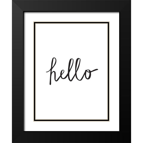 Hello Poster Black Modern Wood Framed Art Print with Double Matting by Urban Road