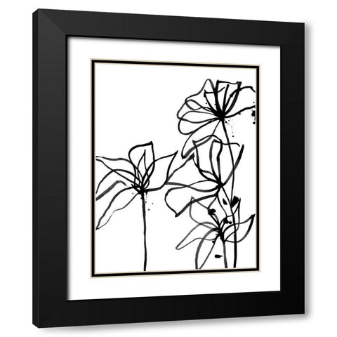 Ink Flowers I Poster Black Modern Wood Framed Art Print with Double Matting by Urban Road