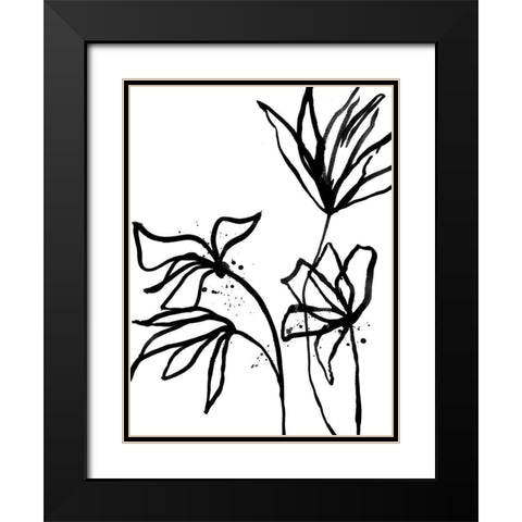 Ink Flowers II Poster Black Modern Wood Framed Art Print with Double Matting by Urban Road