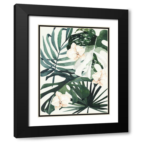 Tropical Leaves Green I Poster Black Modern Wood Framed Art Print with Double Matting by Urban Road