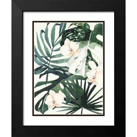 Tropical Leaves Green I Poster Black Modern Wood Framed Art Print with Double Matting by Urban Road