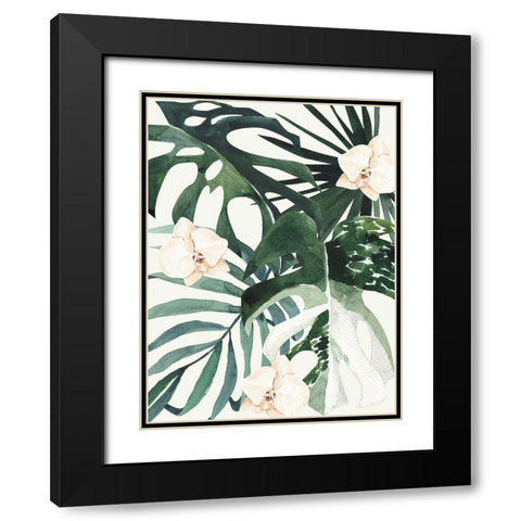 Tropical Leaves Green II Poster Black Modern Wood Framed Art Print with Double Matting by Urban Road