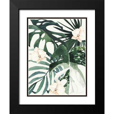 Tropical Leaves Green II Poster Black Modern Wood Framed Art Print with Double Matting by Urban Road