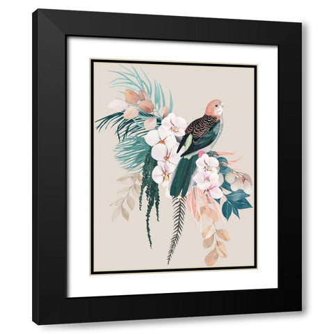 Jade Rosella Poster Black Modern Wood Framed Art Print with Double Matting by Urban Road