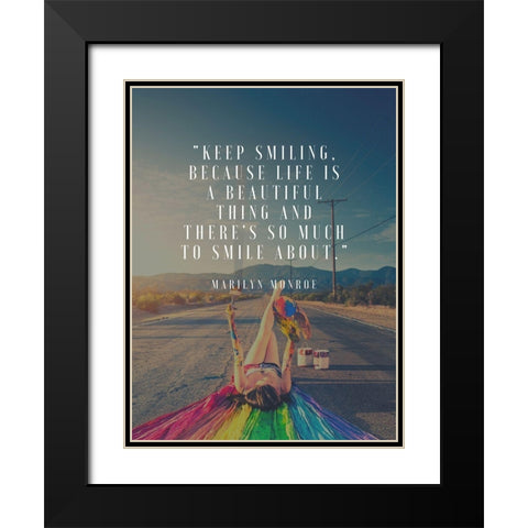 Marilyn Monroe Quote: Keep Smiling Black Modern Wood Framed Art Print with Double Matting by ArtsyQuotes