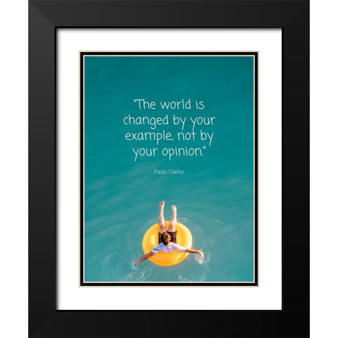 Paulo Coelho Quote: World is Changed Black Modern Wood Framed Art Print with Double Matting by ArtsyQuotes