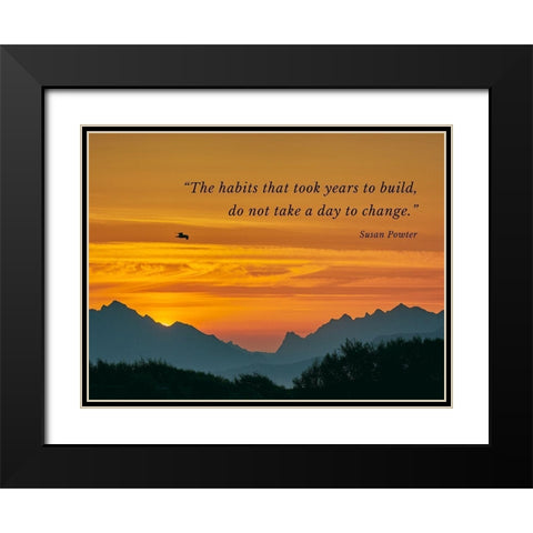 Susan Powter Quote: The Habits Black Modern Wood Framed Art Print with Double Matting by ArtsyQuotes