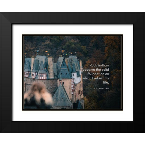 J.K. Rowling Quote: Rock Bottom Black Modern Wood Framed Art Print with Double Matting by ArtsyQuotes