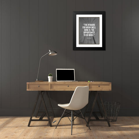 Jonas Salk Quote: Reward for Work Well Done Black Modern Wood Framed Art Print with Double Matting by ArtsyQuotes