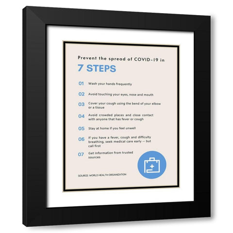 World Health Organization Quote: Prevent the Spread Black Modern Wood Framed Art Print with Double Matting by ArtsyQuotes