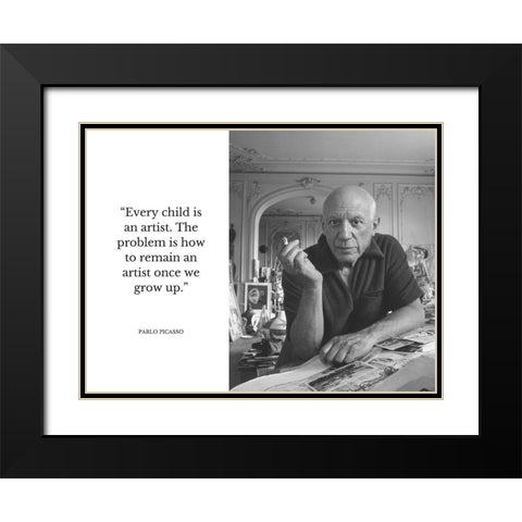 Pablo Picasso Quote: Every Child is an Artist Black Modern Wood Framed Art Print with Double Matting by ArtsyQuotes