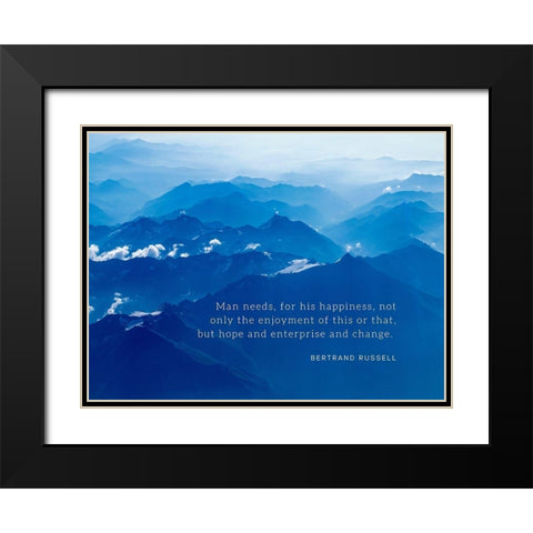 Bertrand Russell Quote: For His Happiness Black Modern Wood Framed Art Print with Double Matting by ArtsyQuotes