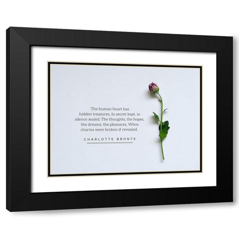 Charlotte Bronte Quote: The Human Heart Black Modern Wood Framed Art Print with Double Matting by ArtsyQuotes