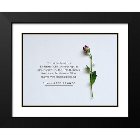Charlotte Bronte Quote: The Human Heart Black Modern Wood Framed Art Print with Double Matting by ArtsyQuotes