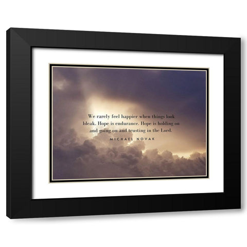 Michael Novak Quote: Hope is Endurance Black Modern Wood Framed Art Print with Double Matting by ArtsyQuotes
