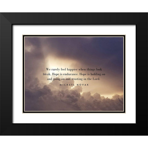 Michael Novak Quote: Hope is Endurance Black Modern Wood Framed Art Print with Double Matting by ArtsyQuotes