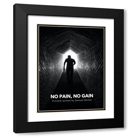 Samuel Smiles Quote: No Pains Black Modern Wood Framed Art Print with Double Matting by ArtsyQuotes