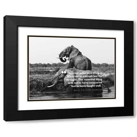 Baron Pierre De Coubertin Quote: Life is Not to Triumph Black Modern Wood Framed Art Print with Double Matting by ArtsyQuotes