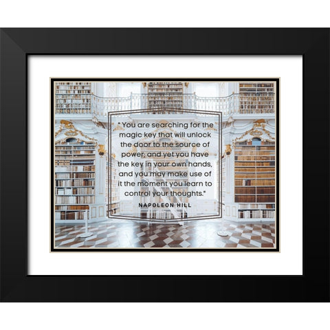 Napolean Hill Quote: The Magic Key Black Modern Wood Framed Art Print with Double Matting by ArtsyQuotes