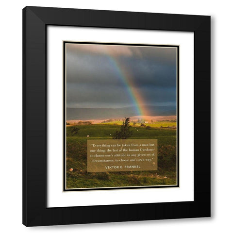 Viktor E. Frankel Quote: Human Freedoms Black Modern Wood Framed Art Print with Double Matting by ArtsyQuotes