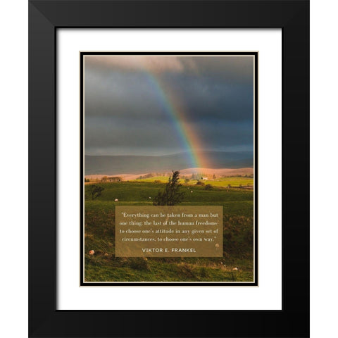 Viktor E. Frankel Quote: Human Freedoms Black Modern Wood Framed Art Print with Double Matting by ArtsyQuotes