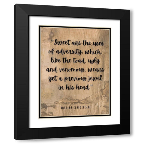 William Shakespeare Quote: Ugly and Venomous Black Modern Wood Framed Art Print with Double Matting by ArtsyQuotes