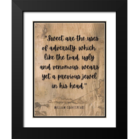 William Shakespeare Quote: Ugly and Venomous Black Modern Wood Framed Art Print with Double Matting by ArtsyQuotes