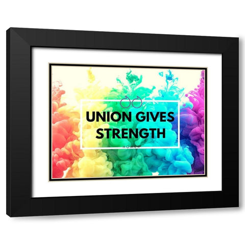 Homer Quote: Union Gives Strength Black Modern Wood Framed Art Print with Double Matting by ArtsyQuotes