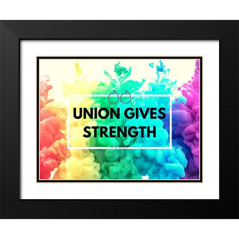 Homer Quote: Union Gives Strength Black Modern Wood Framed Art Print with Double Matting by ArtsyQuotes