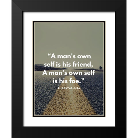 Bhagavad-Gita Quote: Own Self Black Modern Wood Framed Art Print with Double Matting by ArtsyQuotes