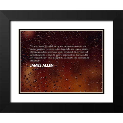 James Allen Quote: Strong and Happy Black Modern Wood Framed Art Print with Double Matting by ArtsyQuotes
