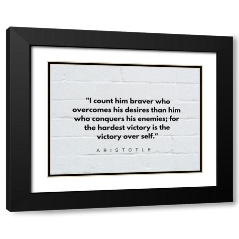 Aristotle Quote: Victory Black Modern Wood Framed Art Print with Double Matting by ArtsyQuotes