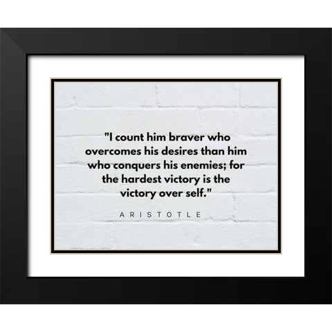 Aristotle Quote: Victory Black Modern Wood Framed Art Print with Double Matting by ArtsyQuotes