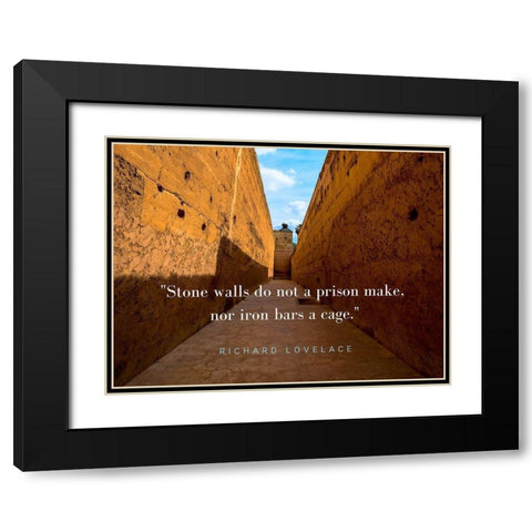 Richard Lovelace Quote: Stone Walls Black Modern Wood Framed Art Print with Double Matting by ArtsyQuotes