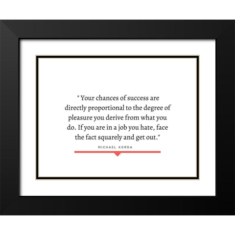 Michael Korda Quote: Degree of Pleasure Black Modern Wood Framed Art Print with Double Matting by ArtsyQuotes