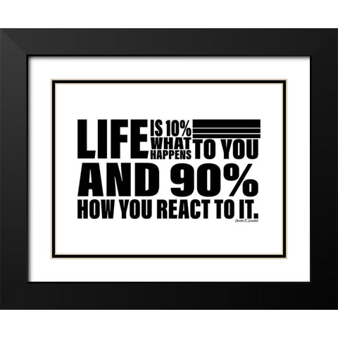 Charles R. Swindoll Quote: How You React Black Modern Wood Framed Art Print with Double Matting by ArtsyQuotes