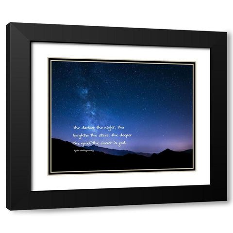 Fydor Dostoyevesky Quote: Darker the Night Black Modern Wood Framed Art Print with Double Matting by ArtsyQuotes