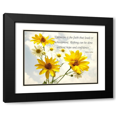 Helen Keller Quote: Optimism Black Modern Wood Framed Art Print with Double Matting by ArtsyQuotes