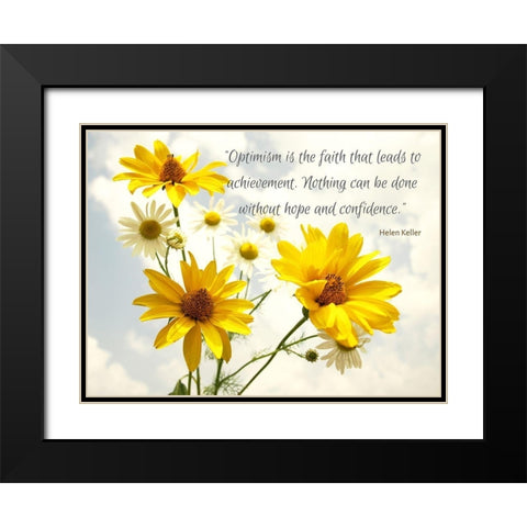 Helen Keller Quote: Optimism Black Modern Wood Framed Art Print with Double Matting by ArtsyQuotes
