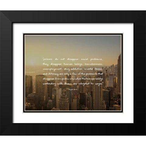 Angela Davis Quote: Social Problems Black Modern Wood Framed Art Print with Double Matting by ArtsyQuotes