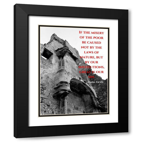 Charles Darwin Quote: Misery of the Poor Black Modern Wood Framed Art Print with Double Matting by ArtsyQuotes