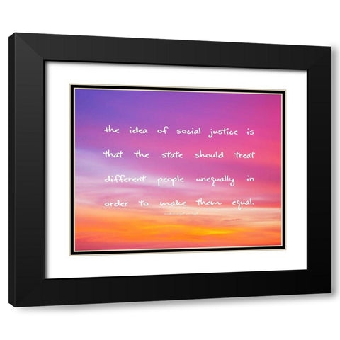 Friedrich August von Hayek Quote: Social Justice Black Modern Wood Framed Art Print with Double Matting by ArtsyQuotes