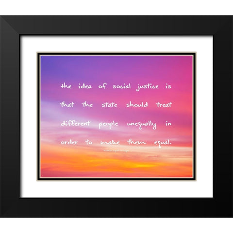 Friedrich August von Hayek Quote: Social Justice Black Modern Wood Framed Art Print with Double Matting by ArtsyQuotes