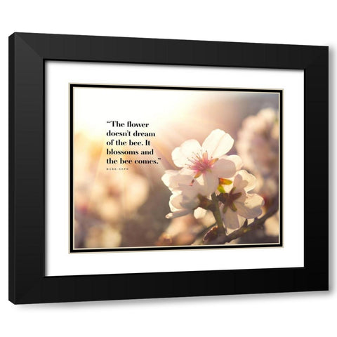 Mark Nepo Quote: Blossoms Black Modern Wood Framed Art Print with Double Matting by ArtsyQuotes
