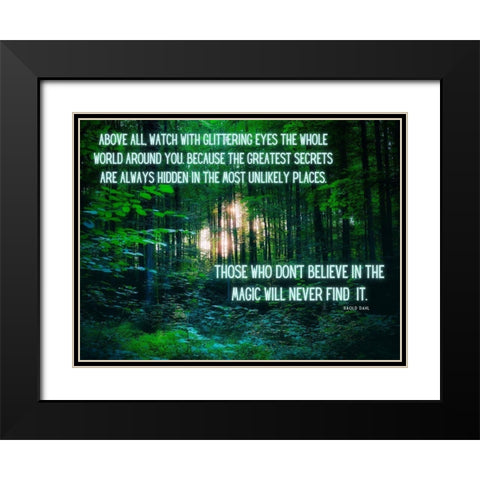 Raold Dahl Quote: Glittering Eyes Black Modern Wood Framed Art Print with Double Matting by ArtsyQuotes