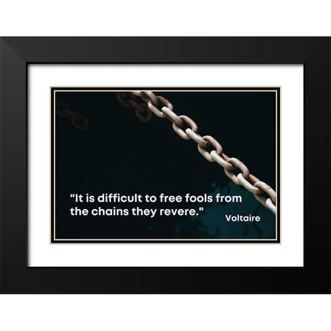 Voltaire Quote: Free Fools Black Modern Wood Framed Art Print with Double Matting by ArtsyQuotes