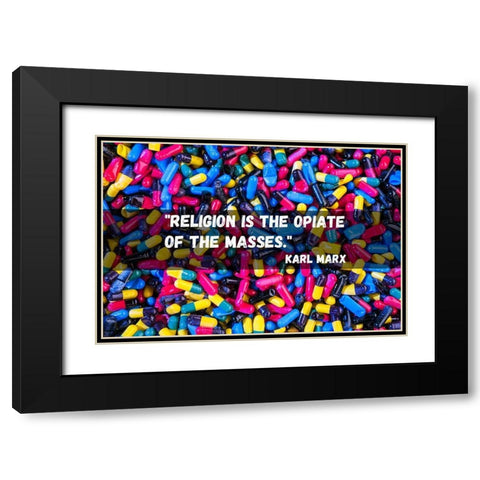 Karl Marx Quote: Religion Black Modern Wood Framed Art Print with Double Matting by ArtsyQuotes